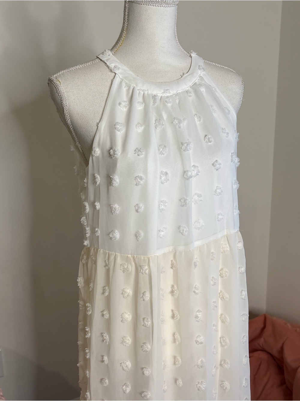 Andrée by Unit Maxi Dress M Pink White Swiss Dot - Picture 3 of 9